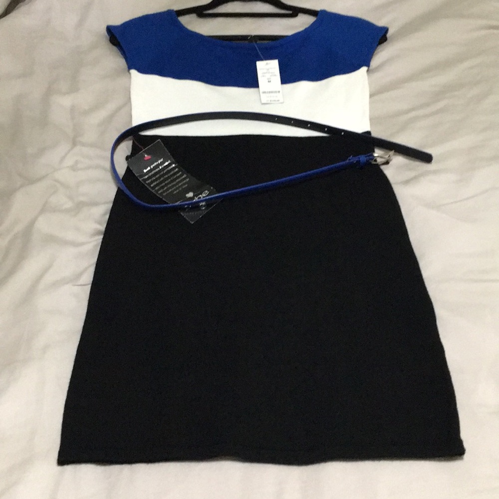 Bebe Colorblock Dress, blue, white, black